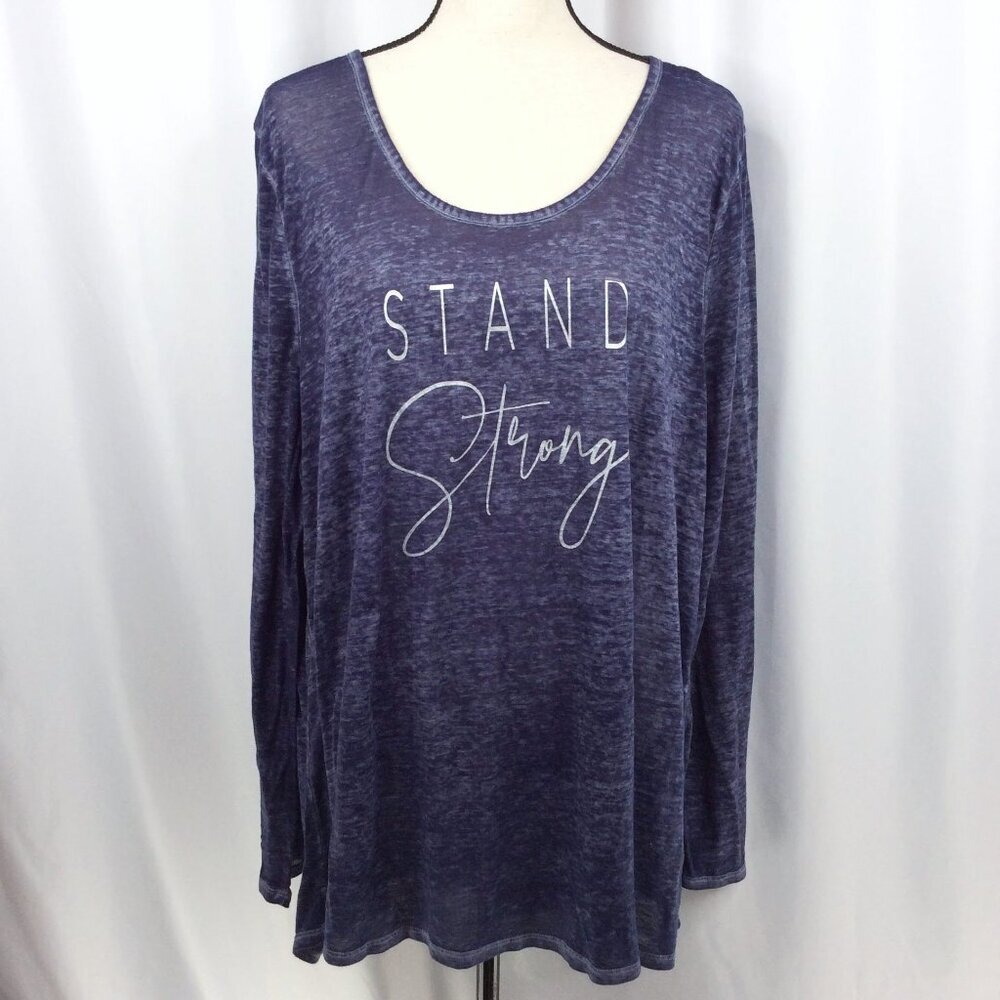 Lane Bryant Livi Stand Strong Long‎ Sleeve T-Shirt Plus Size 18/20 Blue Burnout